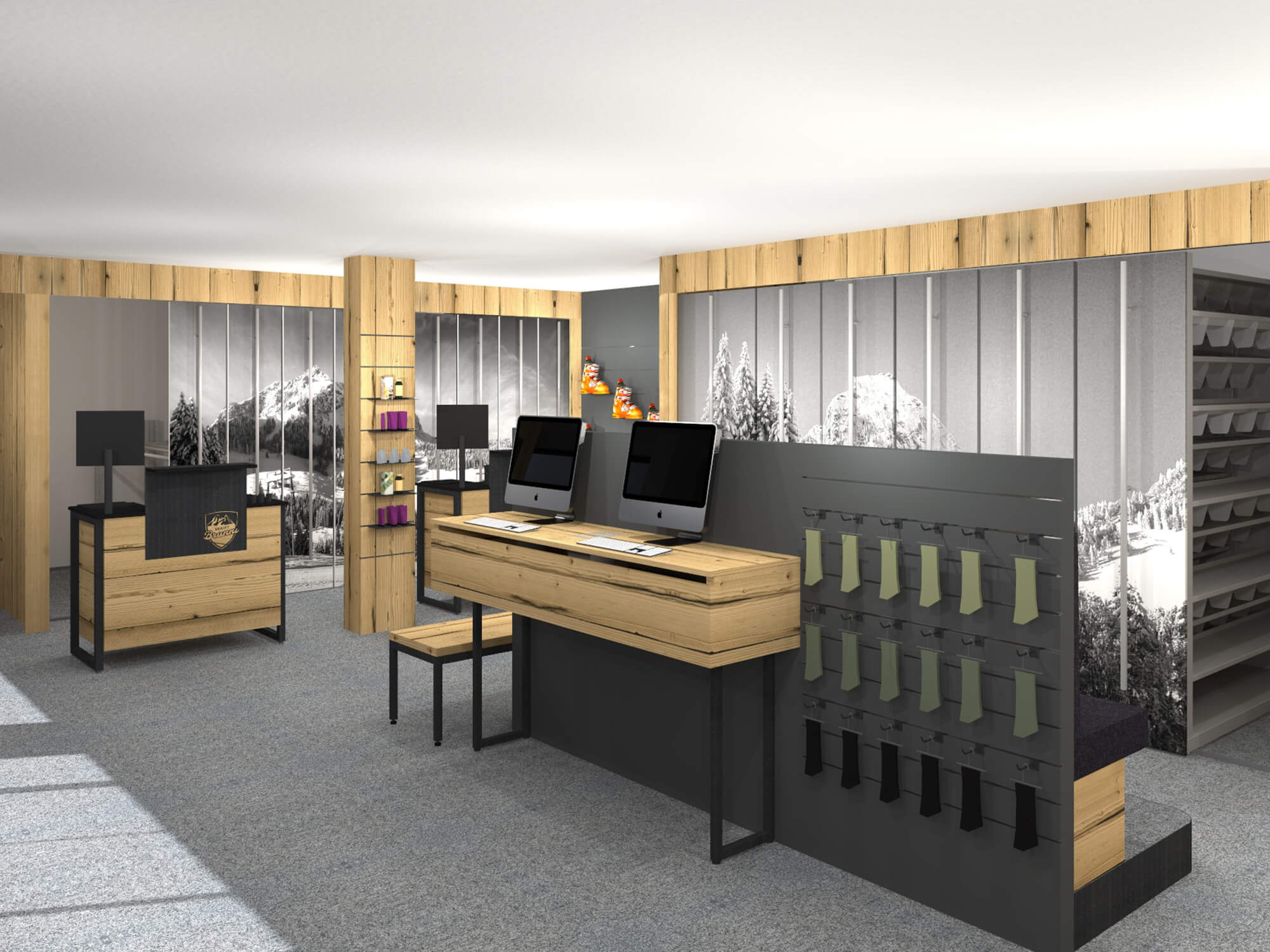 ACCamera_4 Brunni Alpthal Rendering Ski Depot Check in Einstellpult